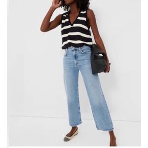 Tuckernuck Black and White Striped V-Neck Sleeveless Top